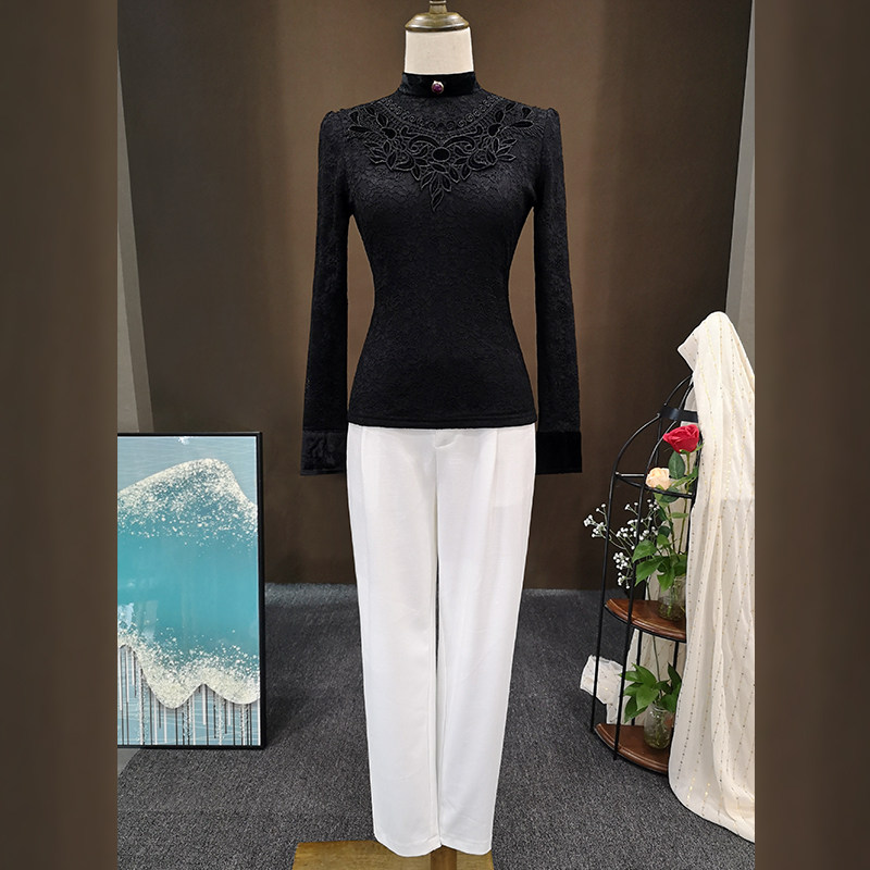 半高领蕾丝加绒长袖2021秋冬小衫 索茜丽蕾丝衫/雪纺衫