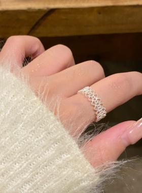 镂空蕾丝爱心拉丝戒指小众