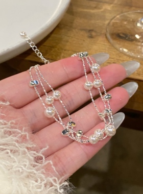 轻奢珍珠手链女多层叠戴设计师款