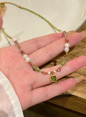 绿松石新中式串珠项链锁骨链女