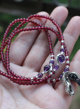 女款小清新风夏季多层石榴石手串