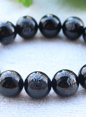 天然黑玛瑙手珠手串莲