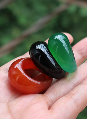 玛瑙天然宝石水晶男士戒指