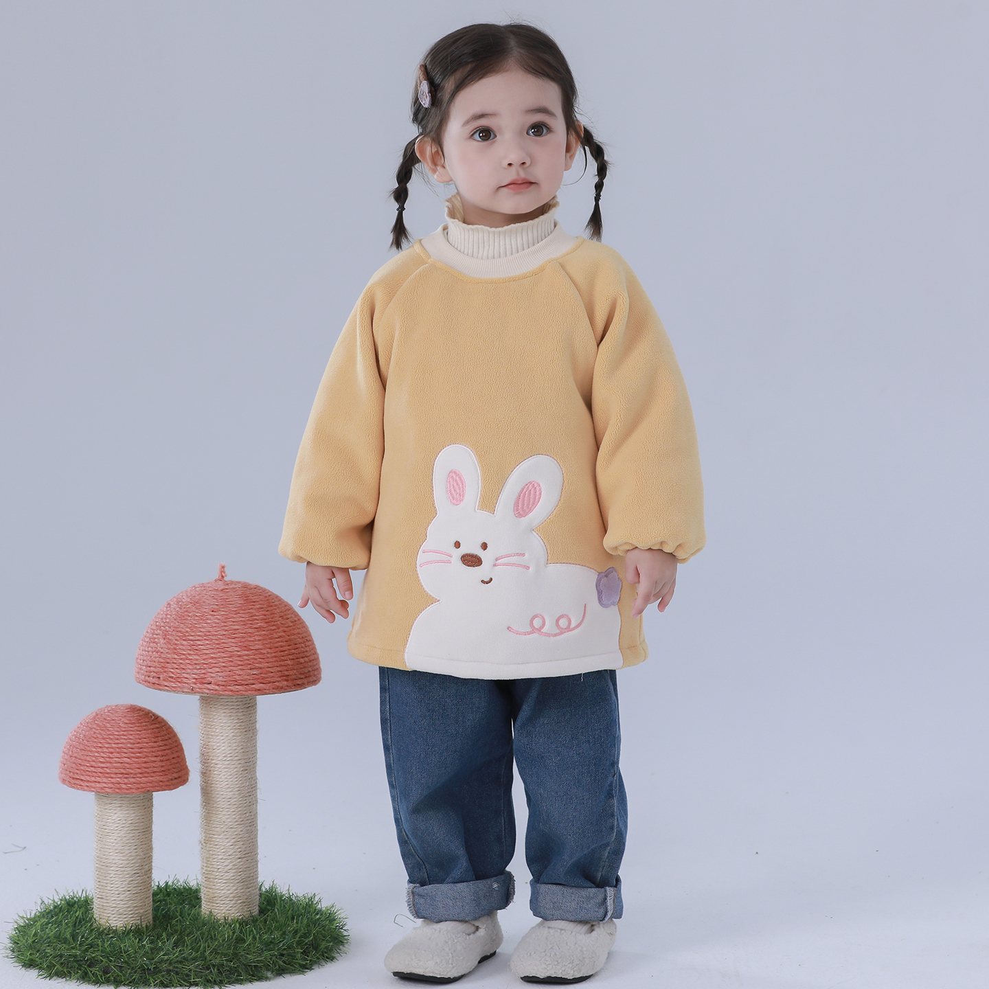 Winter baby Austrian velvet smock eating artifact scarf