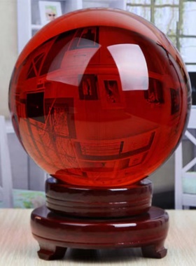 黄色水晶球摆件白紫红透明圆球玻璃客厅玄关开业家居装饰品摆件