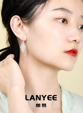 LANYEE蕾丝花朵耳环法式复古