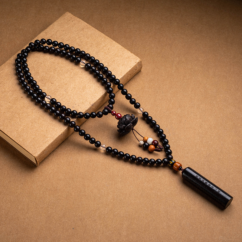 黑檀木新款汽车挂件朱砂车载挂件平安莲花高档男士后视镜高级吊饰 - 图0