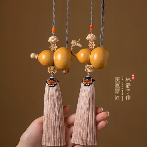 天然葫芦挂件门对门家居大门玄关卧室复古流苏莲花中国结挂饰平安 - 图0