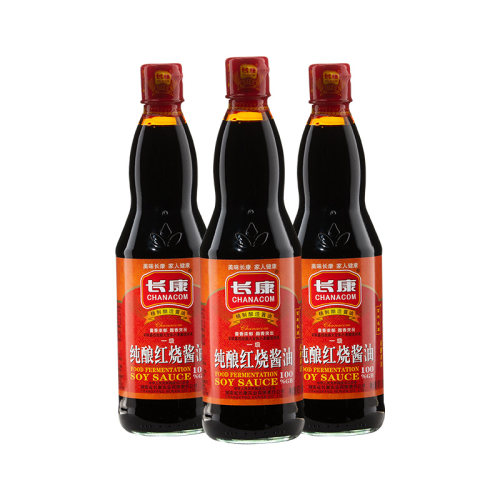长康纯一级酿造酱油500ml*3瓶老抽红烧肉家用厨房上色入味调味料 - 图1