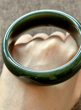 天然手镯玉石墨玉宽版和田玉镯子