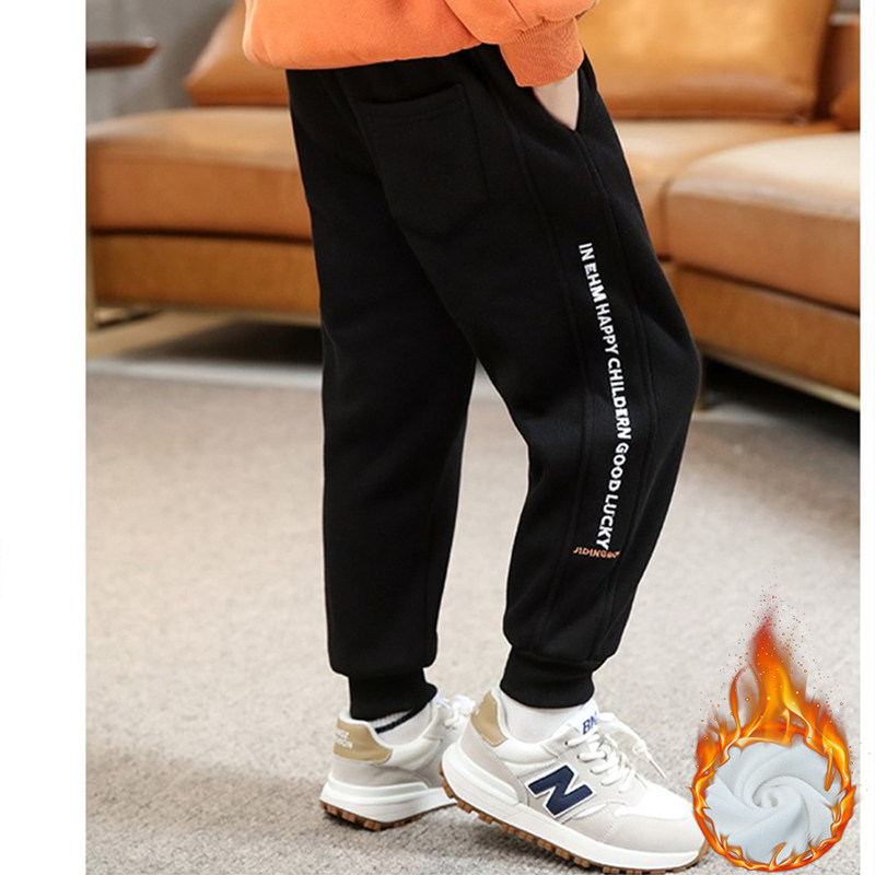 童装裤子男童一体绒裤子儿童加绒运动裤冬装新款中大童长版宽松潮