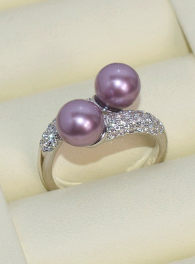 大溪地珍珠戒指2024年新款极光澳白真多麻色高级感个性气质开口女