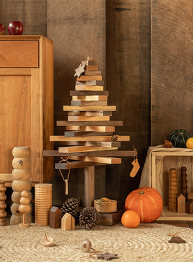 木墨原创实木摆件圣诞树