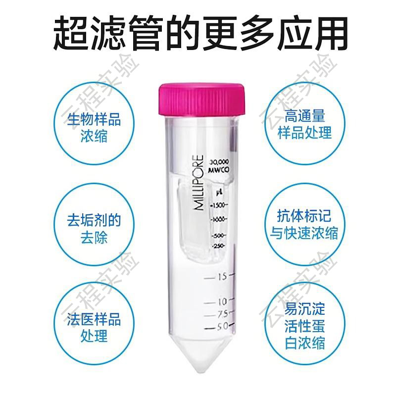 超滤管 Millipore密理博0.5ml/4ml/15ml超滤离心管浓缩管 核酸微生物蛋白分离3KD 10KD 30KD 50KD 100KD - 图1