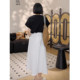 French design casual style simple A-line pocket umbrella skirt commuter high-waisted Korean style large hem slim skirt white