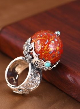 礼物银戒指夸张个性开口民族风