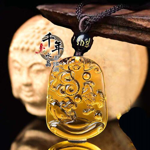 2026年黄水晶蛇鸡牛三合贵人吊坠生肖属巳酉丑男女项链吉祥物 - 图2
