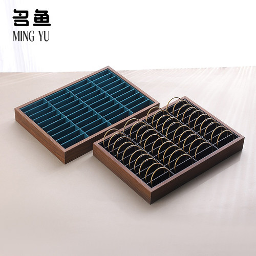 黑胡桃色无盖展示盘40位手镯盘看货盘手链手串饰品盘首饰盒陈列盘 - 图1