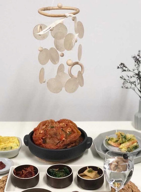 北欧ins木珠圆片风铃儿童房挂饰家居民宿空中吊饰幼儿园墙上装饰