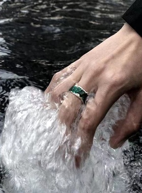 KANZAO原创回归真我绿绿开口个性简约百搭戒指小众设计冷淡风指环