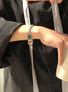 韩版创意彩虹ins风钛钢潮流手链