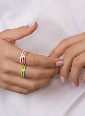 欧美风合金戒指滴油多色手饰品