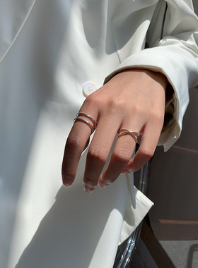 交叉ins日韩风复古开口饰品戒指