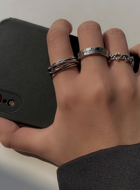 六芒星罗马数字不规则图形戒指