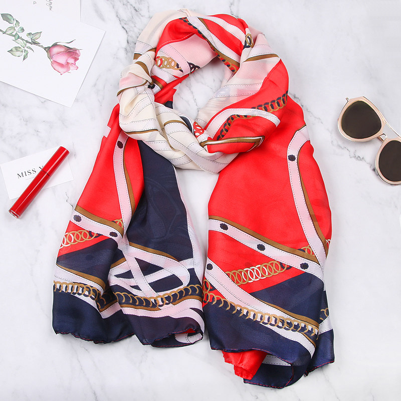 日本丝巾薄款真丝围巾女夏季桑蚕丝纱巾妈妈外套春秋冬季百搭披肩