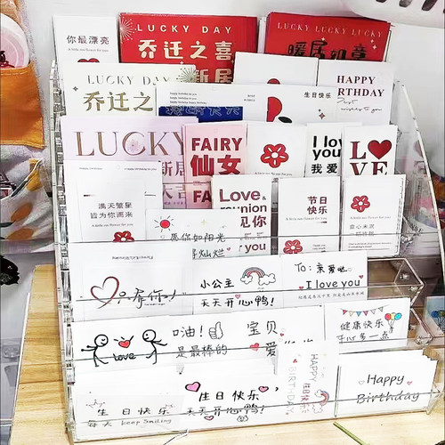 卡片贺卡透明桌面收纳架组装名片花店礼品店收纳花艺专用资展示架 - 图2