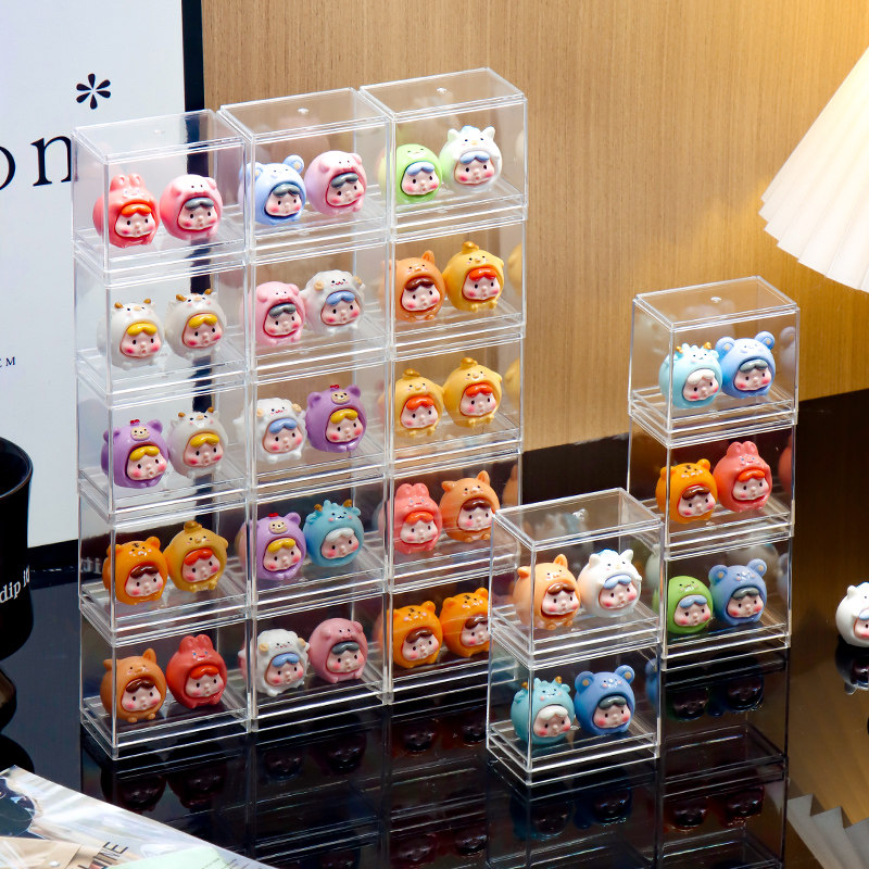 可爱萌粒收纳盒桌面多层透明手办盲盒展示架泡泡玛特小摆件置物架,淘宝优惠券,粉丝福利购,淘宝优惠卷