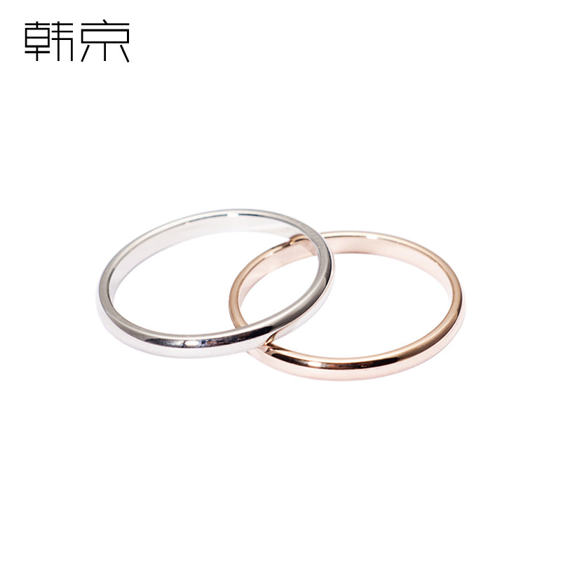 韩京情侣钛钢男女光面百搭简约对戒 韩京饰品戒指/指环