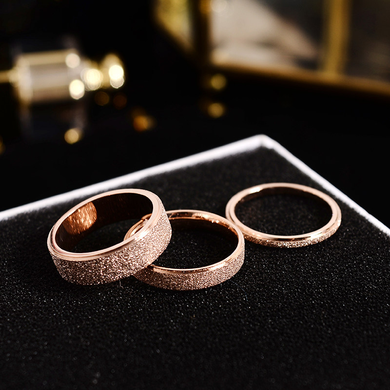 韩京韩版镀玫瑰金磨砂男女情侣戒指 韩京饰品戒指/指环