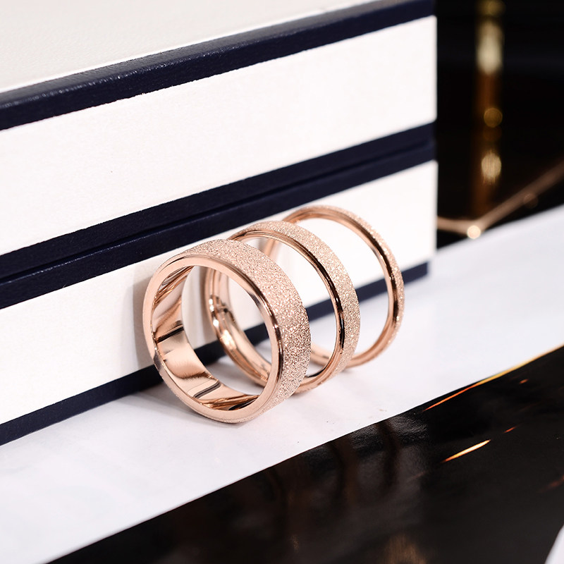 韩京韩版镀玫瑰金磨砂男女情侣戒指 韩京饰品戒指/指环