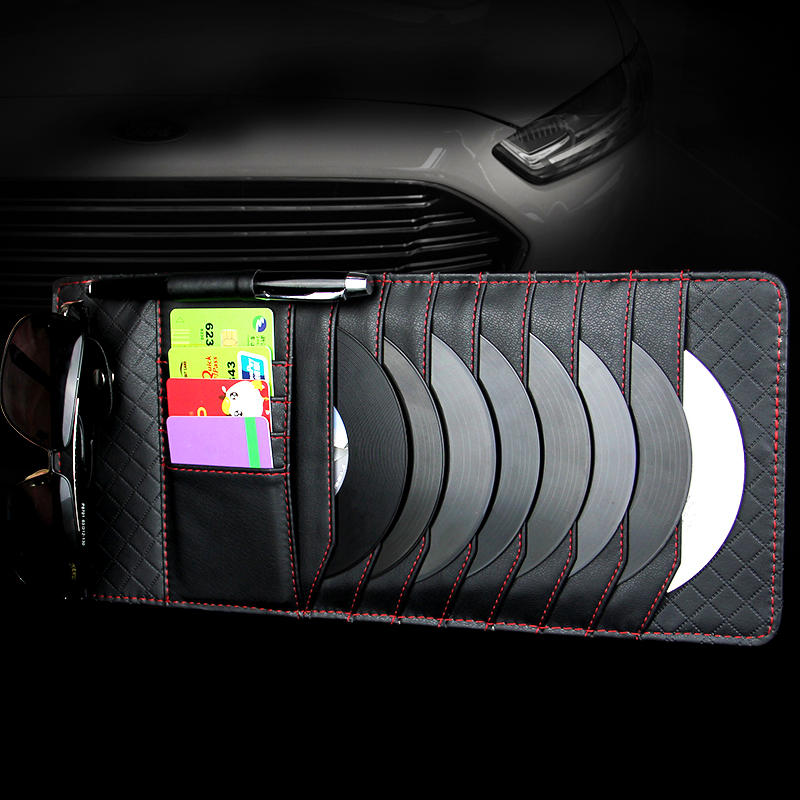 车内汽车实用车载cd夹汽车用品车创意装饰收纳歌碟子遮阳板套cd包 - 图2
