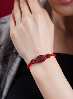 落尘灵石2026马年守护神红手绳女