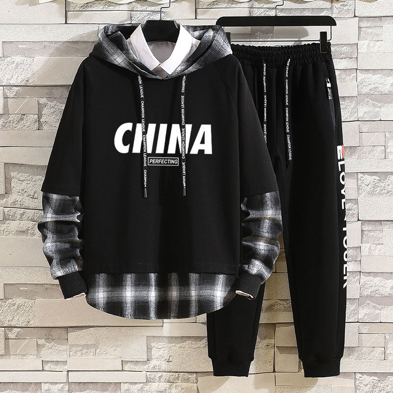 潮流长袖男孩13青少年加绒套装t恤 外叁T恤