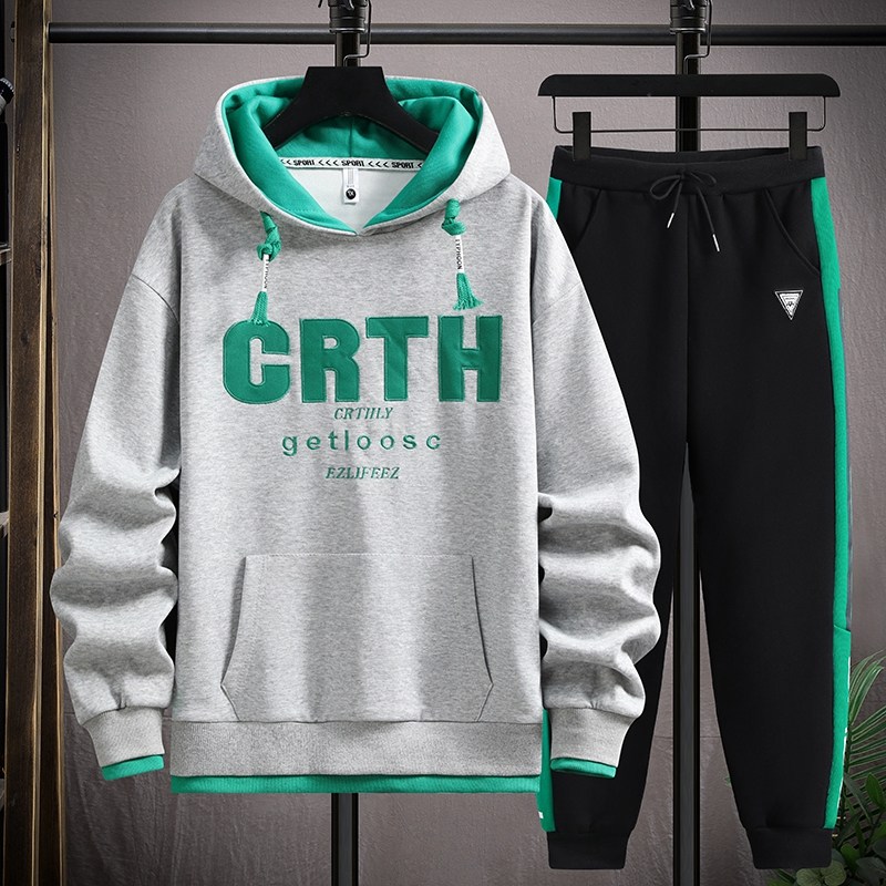 青少年秋冬款加绒卫衣男孩外套初中高中学生帅气大童男装潮流套装,淘宝优惠券,粉丝福利购,淘宝优惠卷