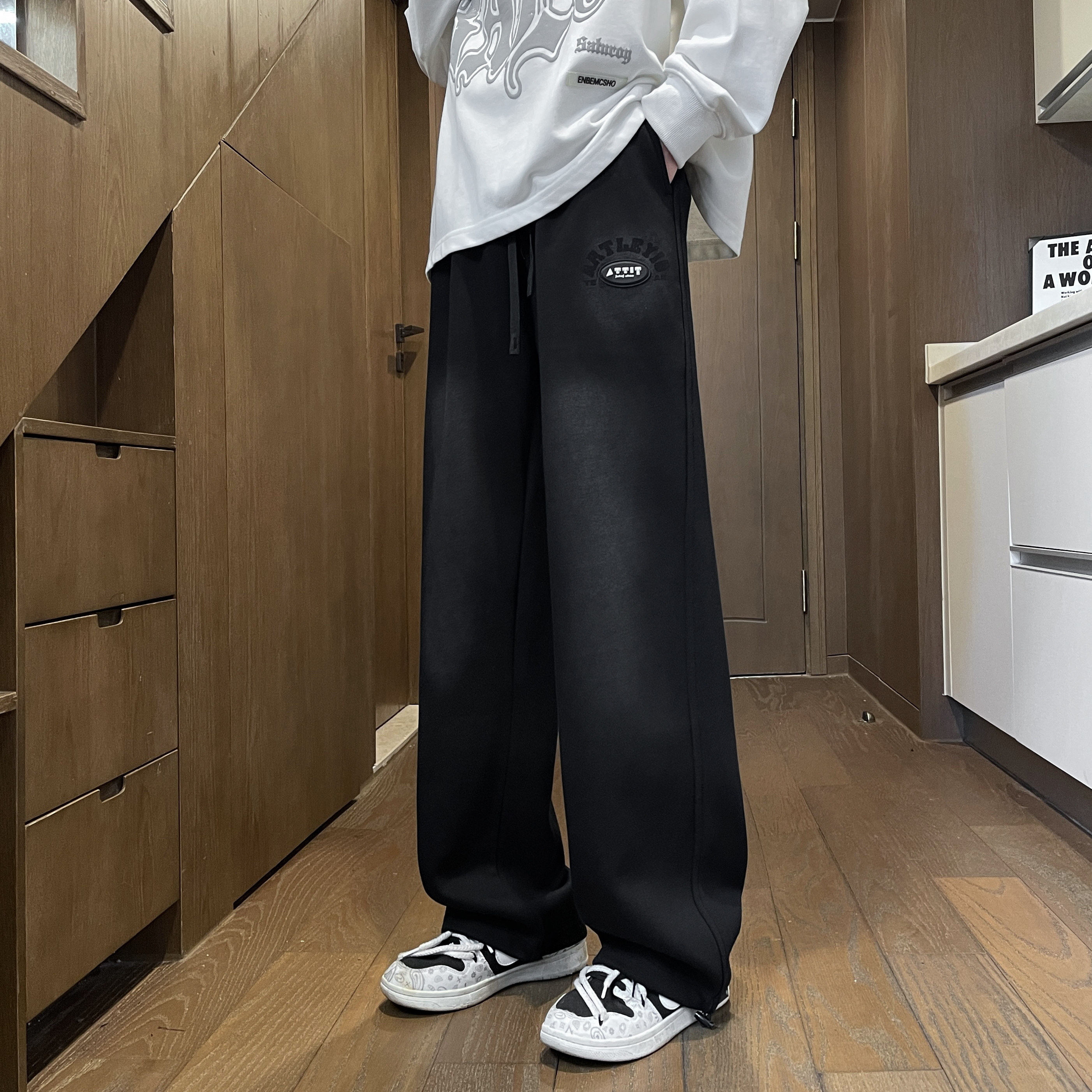 春秋季青少年长裤子男孩初中学生帅气休闲运动裤大童阔腿直筒卫裤,淘宝优惠券,粉丝福利购,淘宝优惠卷