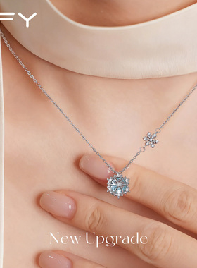 蓝色海蓝宝雪花项链女款高级感轻奢小众2025新款冬季锁骨链颈链