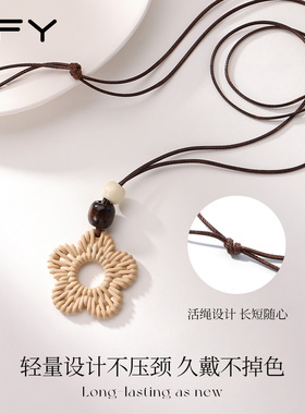 波西米亚风花朵吊坠度假项链女款