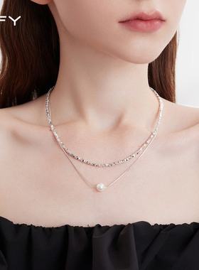 双层叠戴碎银子珍珠项链