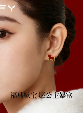 马年本命年红色小马项链高级感轻奢小众耳钉耳饰套装礼盒送女友