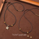 High-grade wax leather rope thread buckle black necklace wearing gold jade high-end light luxury niche rope pendant lanyard
