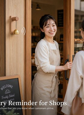 进门实木提醒挂日式门铃开业黄铜钟铃铛商铺礼物开门 悬挂式 RR18