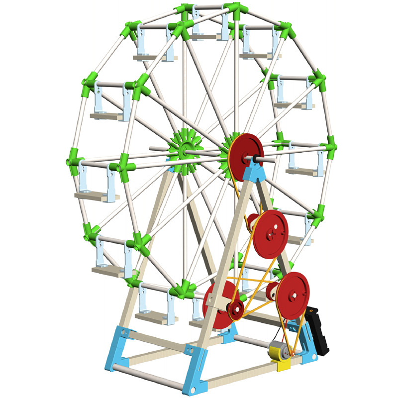 摩天轮手工diy材料木头拼装模型创新大赛作品 中小学生科技小制作 - 图3