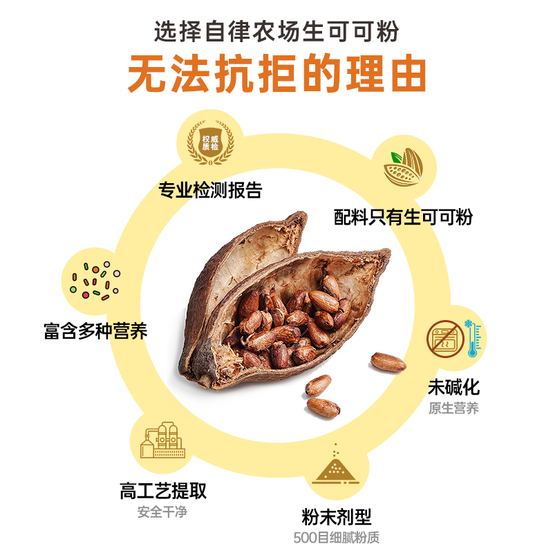 自律农场原生可可纯巴西莓粉未碱化coco粉隔夜燕麦热可可粉冲饮 - 图2