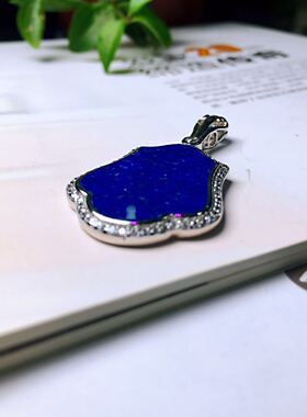 太太的珠宝   青金石吊坠   方牌吊坠   925银镶嵌  精工制作