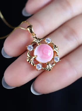 珠宝女皇贝纯银镶嵌吊坠项链