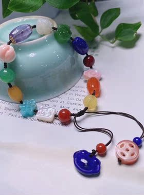 南红蜜蜡碧玉珍珠多宝手串